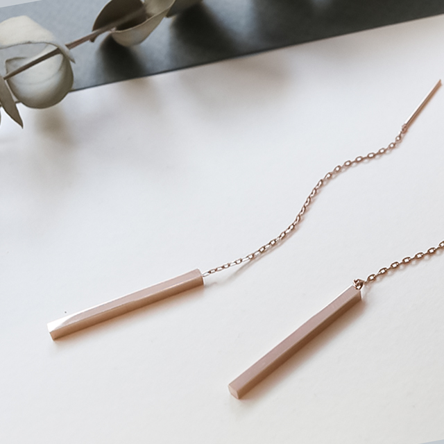 <b><p>Suical Steel chain Long drop earrg Rose Gold</p></b><b><p>サージカルスチール チェーン ロングドロップ イヤリ ローズゴド ホワイト 無変色</p></b><br /><br /><p align='center'>