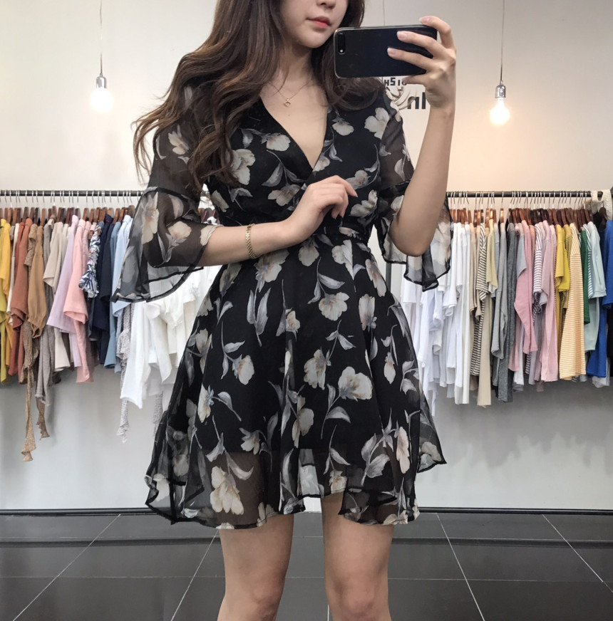 New Women Dress Flower Wrap Dress Unique Style Lov