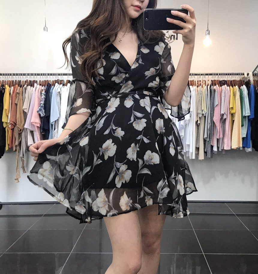 New Women Dress Flower Wrap Dress Unique Style Lov