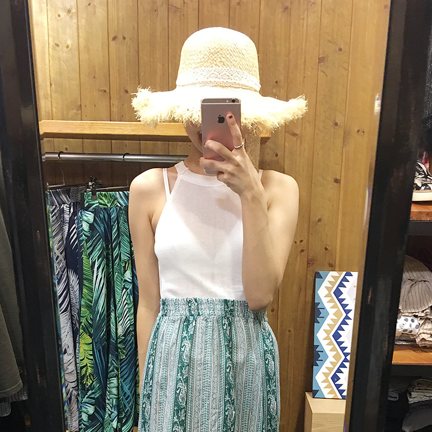 New Hat Lace Ribbon Raffia straw bucket Hat Women&