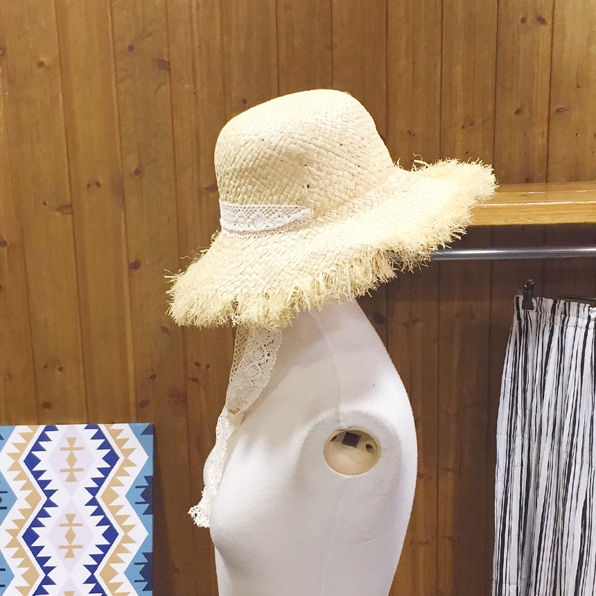 New Hat Lace Ribbon Raffia straw bucket Hat Women&