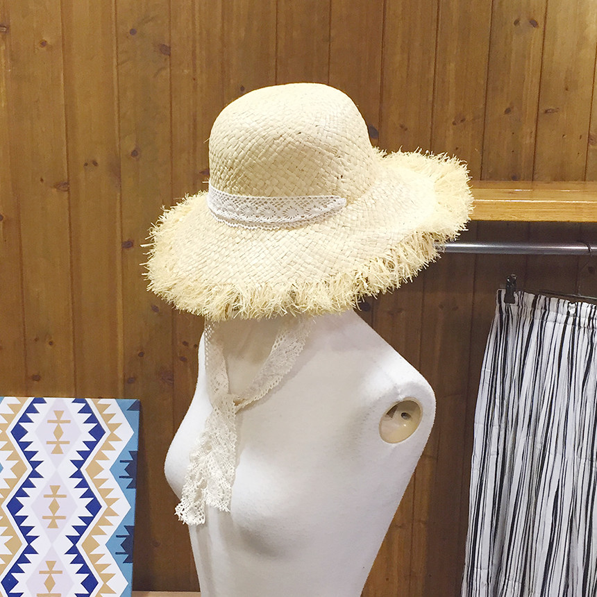 New Hat Lace Ribbon Raffia straw bucket Hat Women&