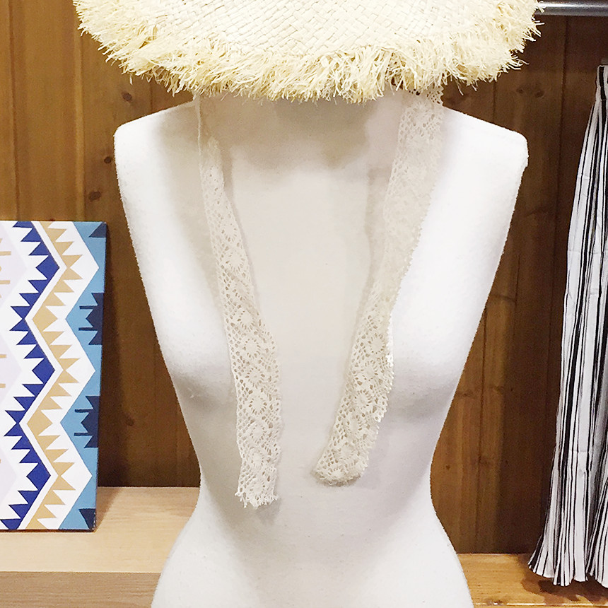 New Hat Lace Ribbon Raffia straw bucket Hat Women&