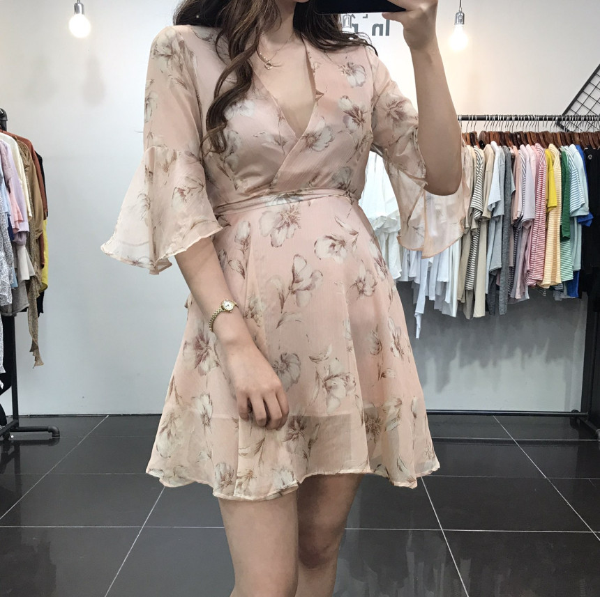 New Women Dress Flower Wrap Dress Unique Style Lov