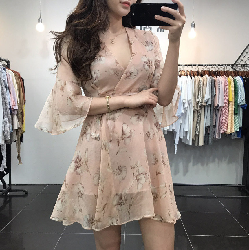 New Women Dress Flower Wrap Dress Unique Style Lov