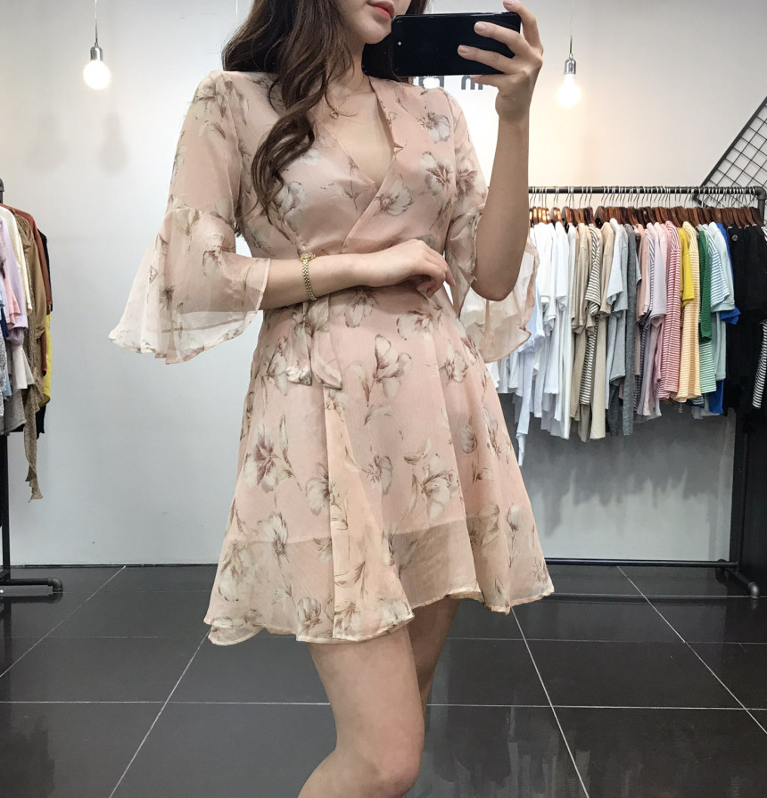 New Women Dress Flower Wrap Dress Unique Style Lov