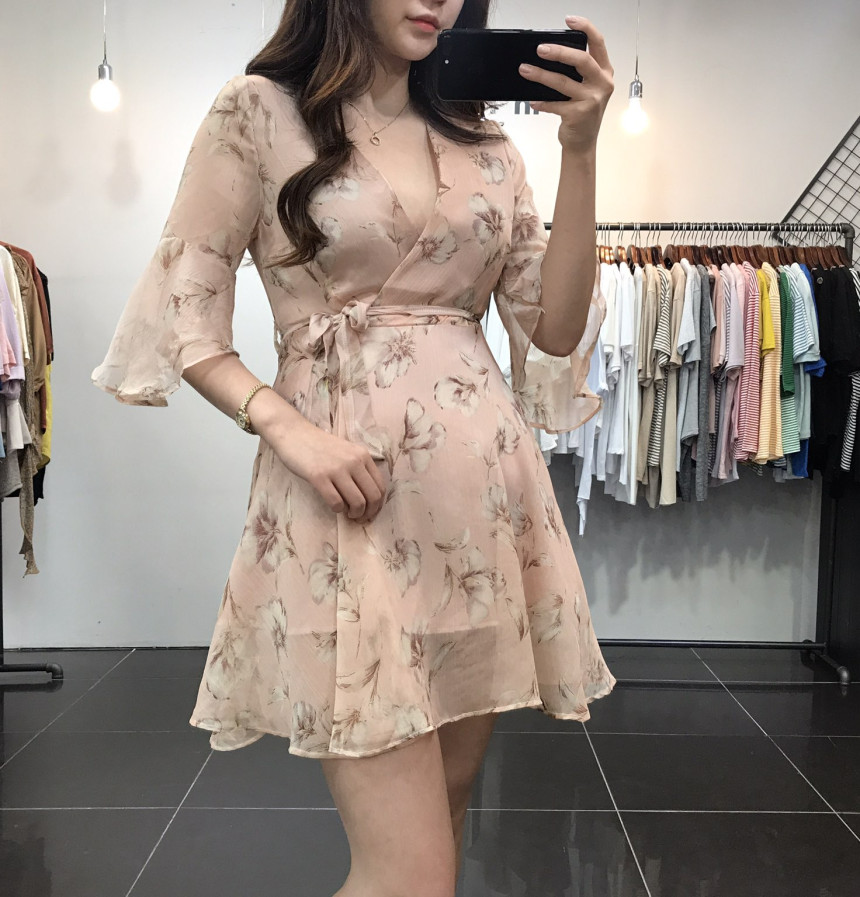 New Women Dress Flower Wrap Dress Unique Style Lov