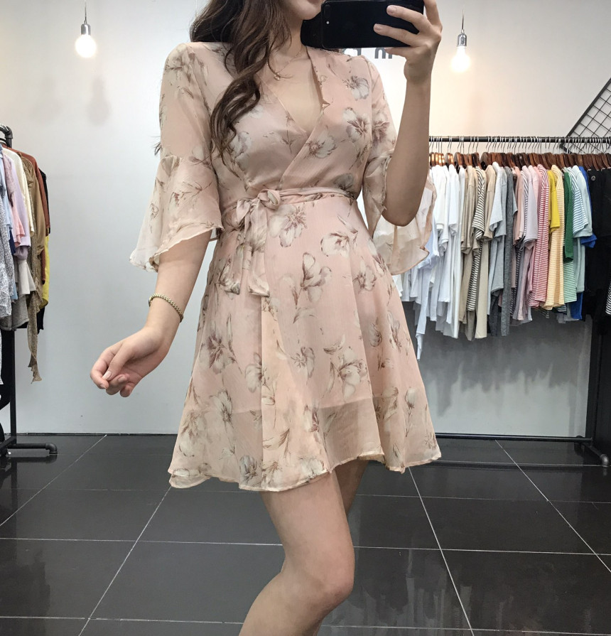 New Women Dress Flower Wrap Dress Unique Style Lov