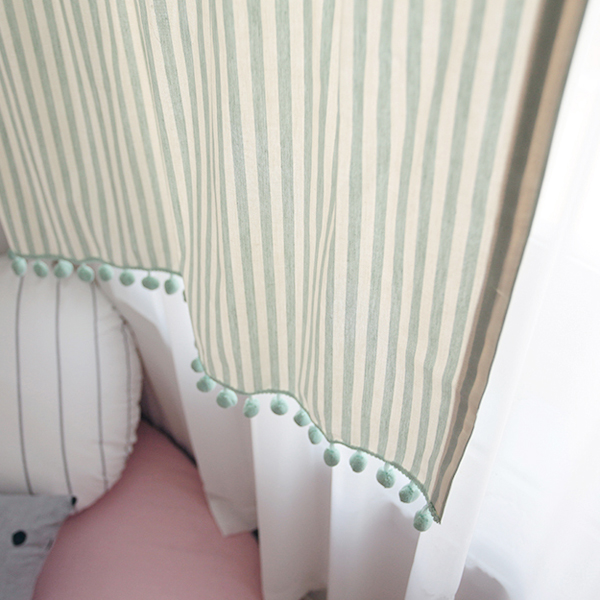 메르시폼폼 체크 커튼-민트 여자 남자 아이방
