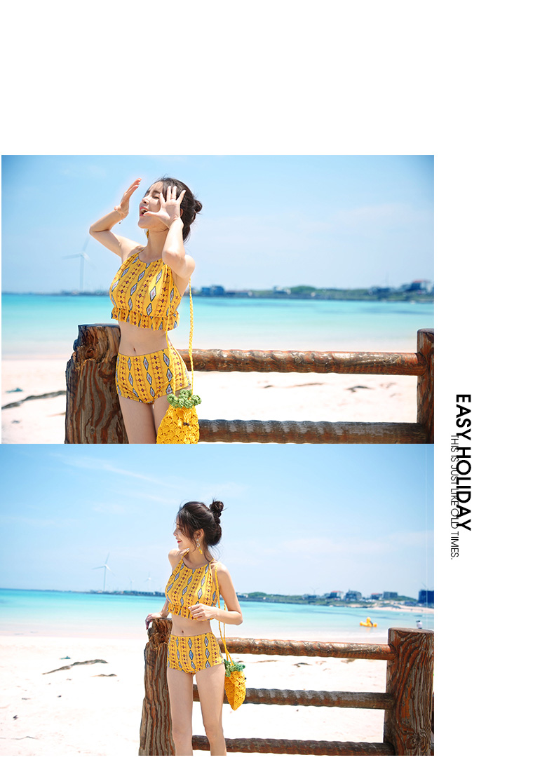 <b><p>Yellow Bohemian Three pieces bikini swimsuit</p></b><b><p>イエロー ボヘミアン スリーピース ビキニ 水着 エスニック ビーチスカート 清純</p></b><br /><br /><p align='center'>