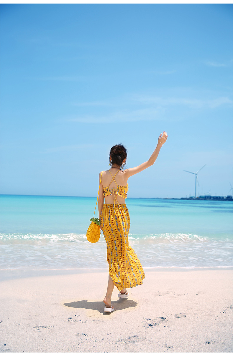 <b><p>Yellow Bohemian Three pieces bikini swimsuit</p></b><b><p>イエロー ボヘミアン スリーピース ビキニ 水着 エスニック ビーチスカート 清純</p></b><br /><br /><p align='center'>