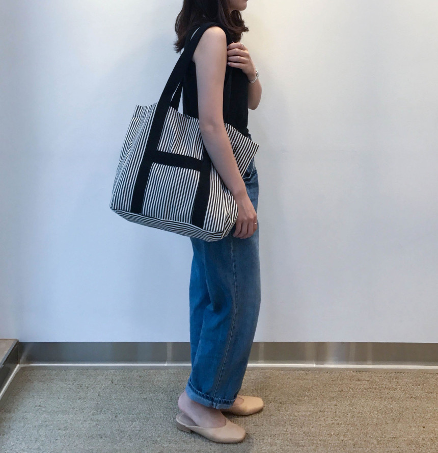 Stripe Sturdy Canvas Big Size Eco Bag Women Should
