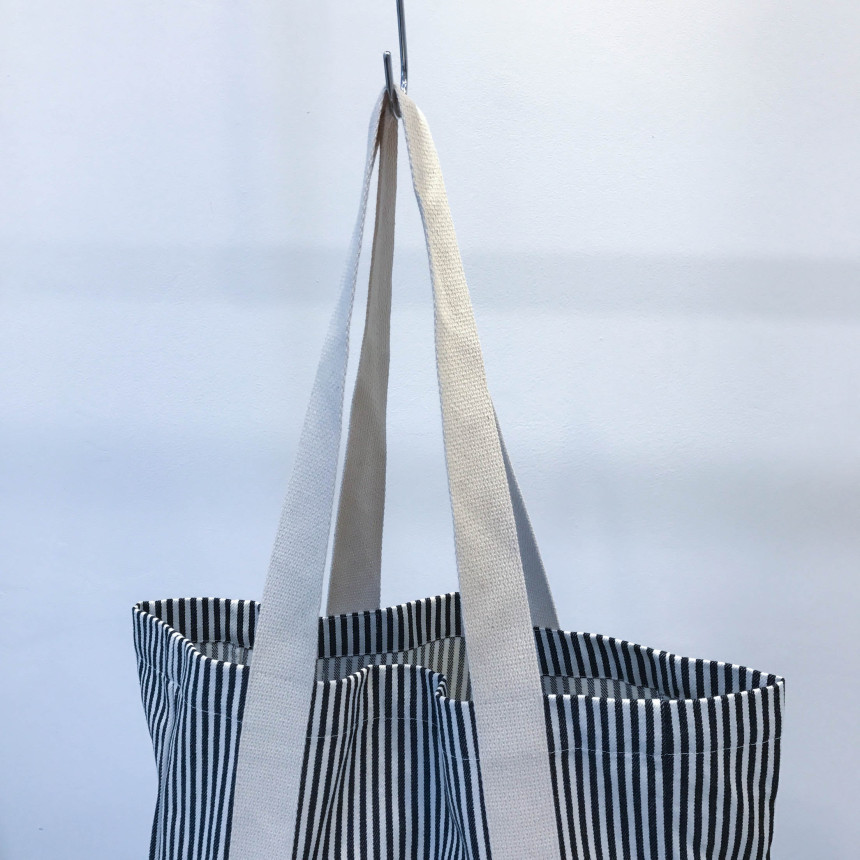 Stripe Sturdy Canvas Big Size Eco Bag Women Should