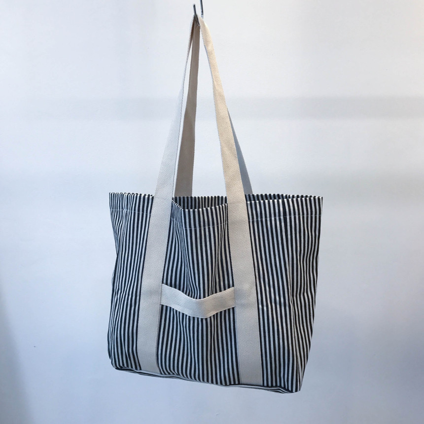 Stripe Sturdy Canvas Big Size Eco Bag Women Should