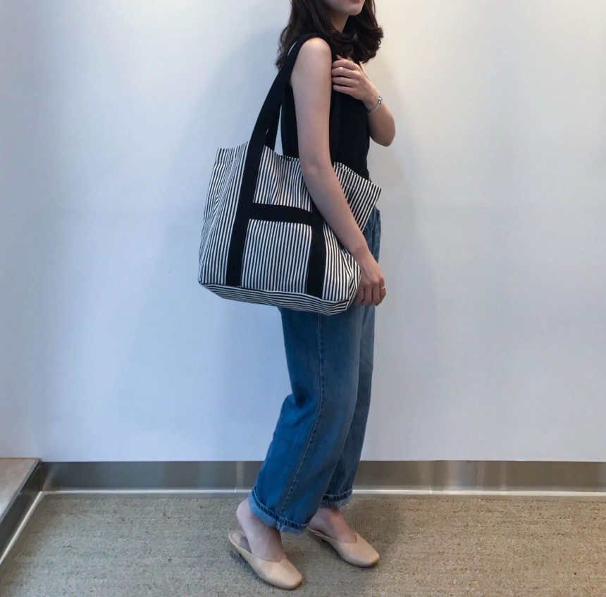 Stripe Sturdy Canvas Big Size Eco Bag Women Should