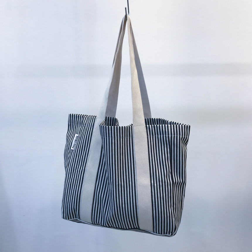 Stripe Sturdy Canvas Big Size Eco Bag Women Should