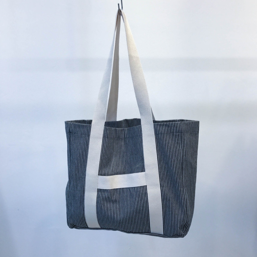Stripe Sturdy Canvas Big Size Eco Bag Women Should