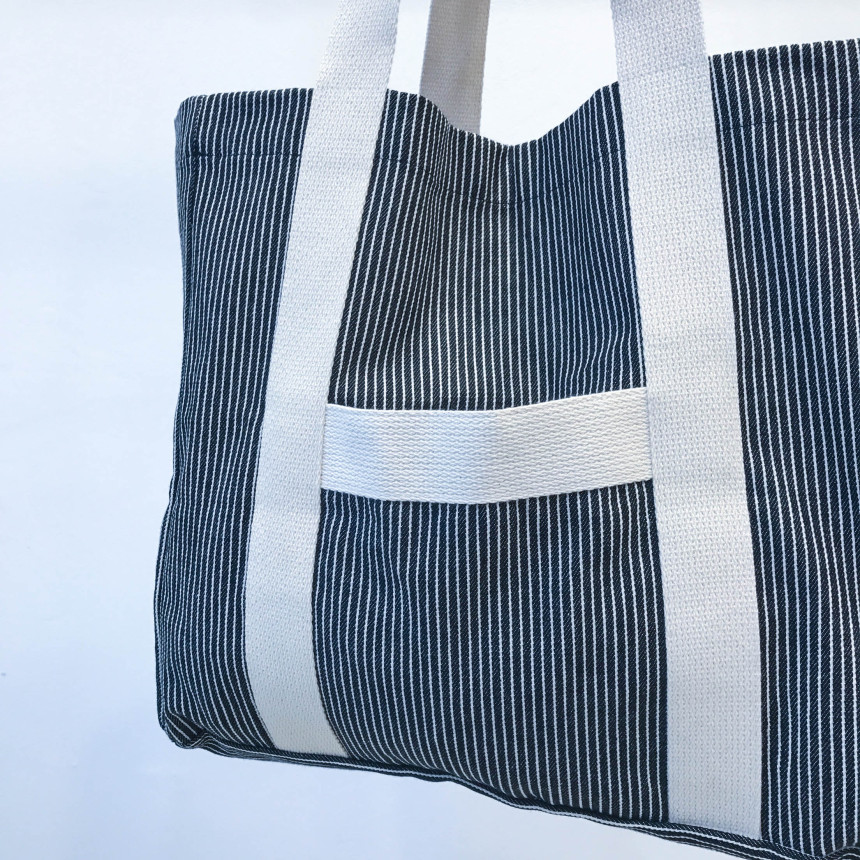 Stripe Sturdy Canvas Big Size Eco Bag Women Should