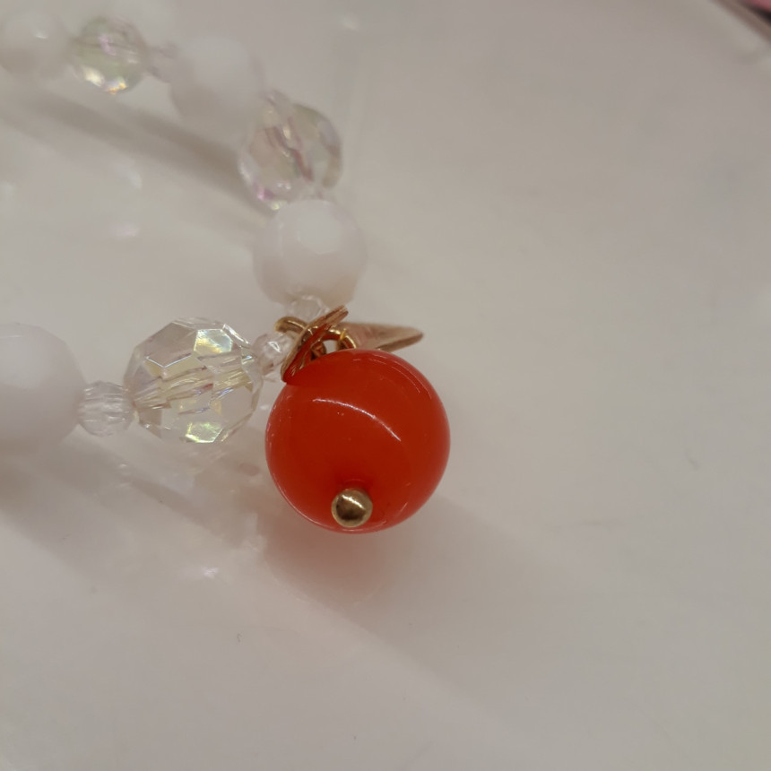 French Cat Shinsegae Hanam dot WH bead bracelet Q7