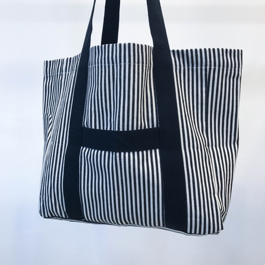 Stripe Sturdy Canvas Big Size Eco Bag Women Should