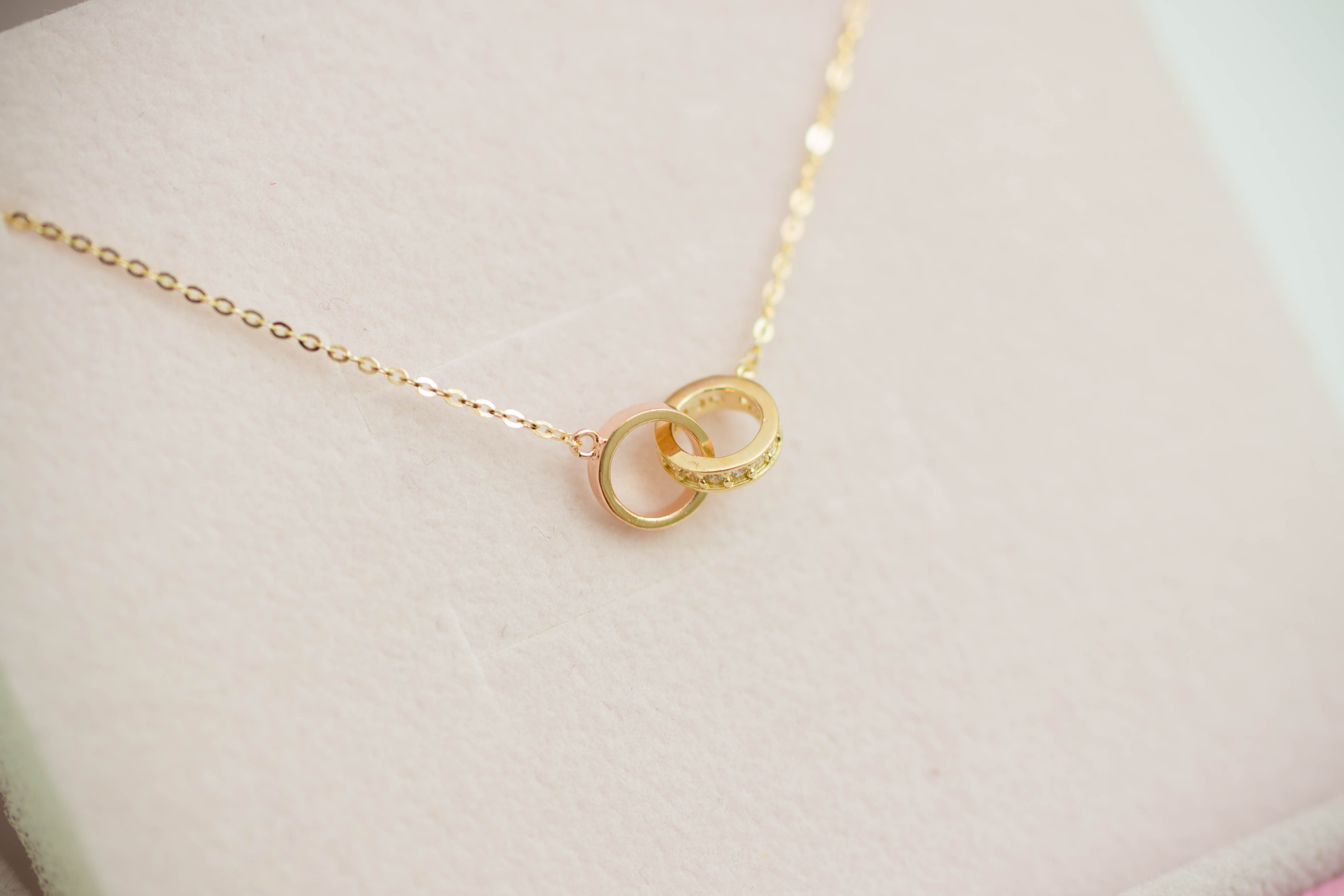 Serin Double Ring Necklace Ring 14k Integrated 14K