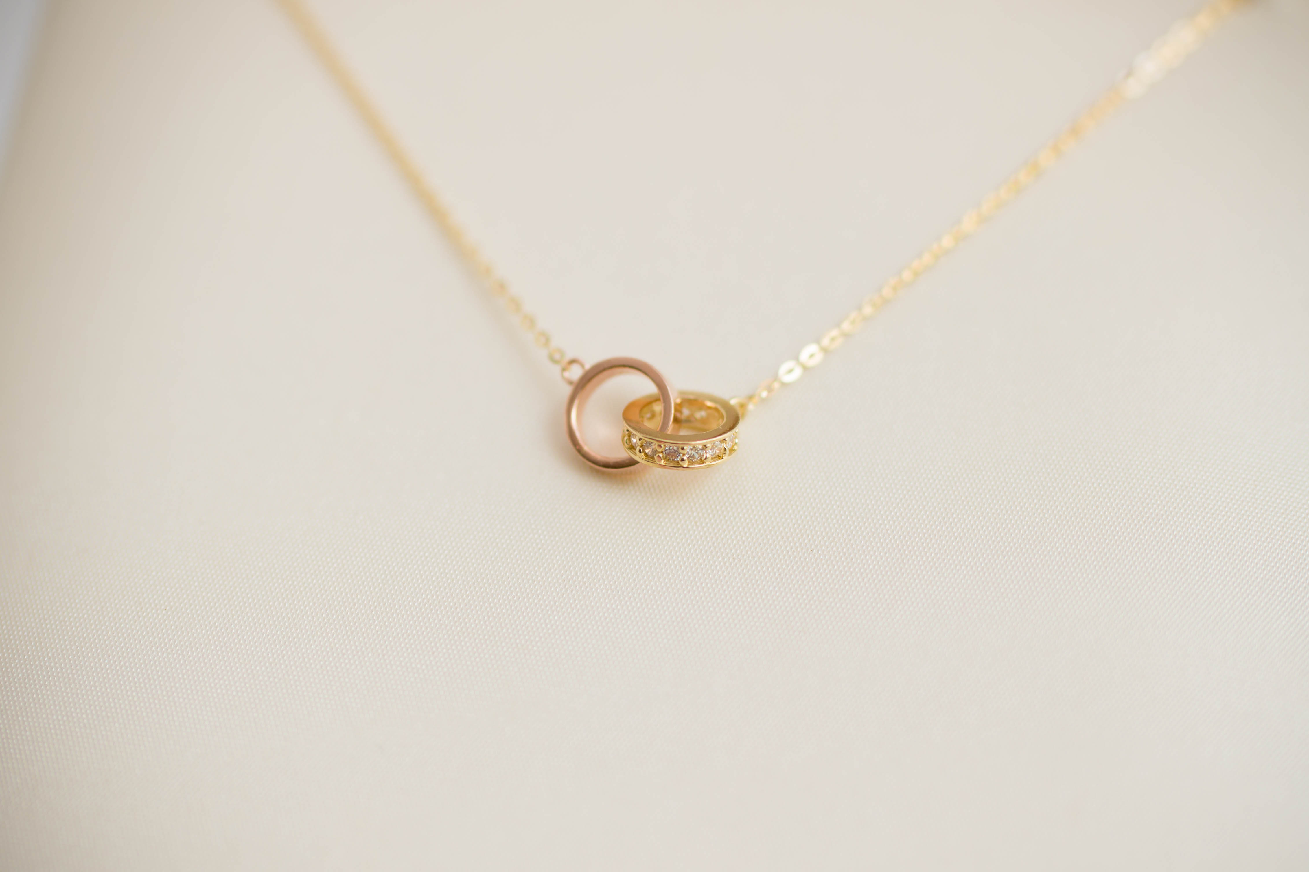 Serin Double Ring Necklace Ring 14k Integrated 14K