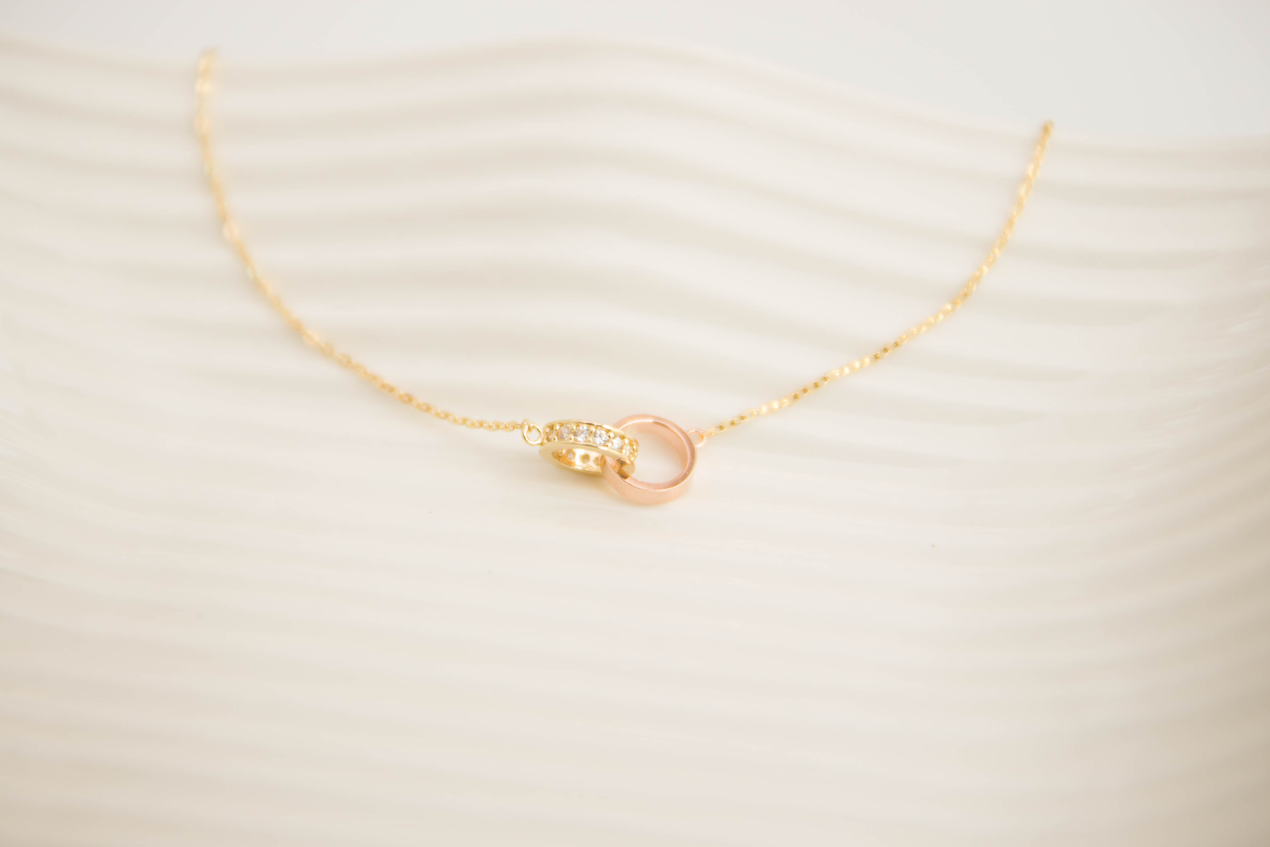 Serin Double Ring Necklace Ring 14k Integrated 14K