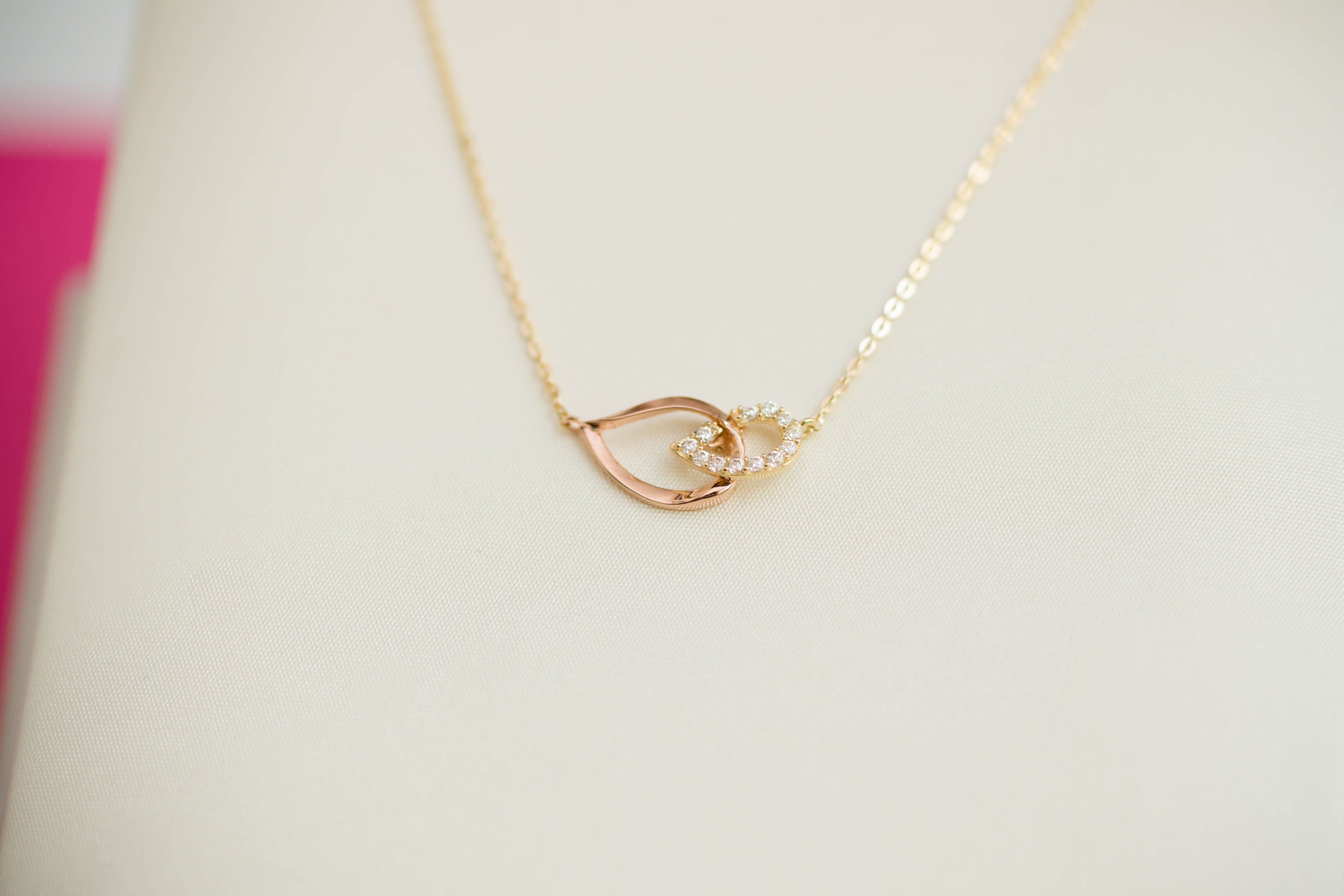 Berok water drop necklace 14k 14k cubic 14k one-pi