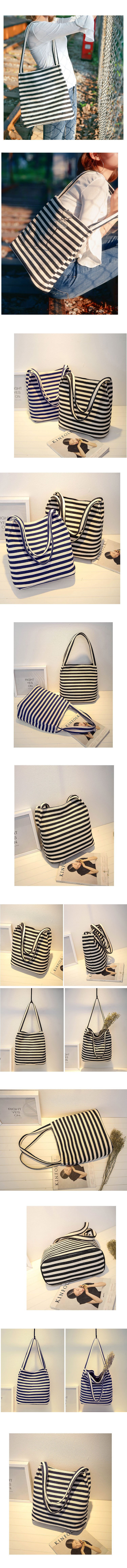 TOTE ECO SHOPPING TRAVEL Striped Shoulder Eco Bag