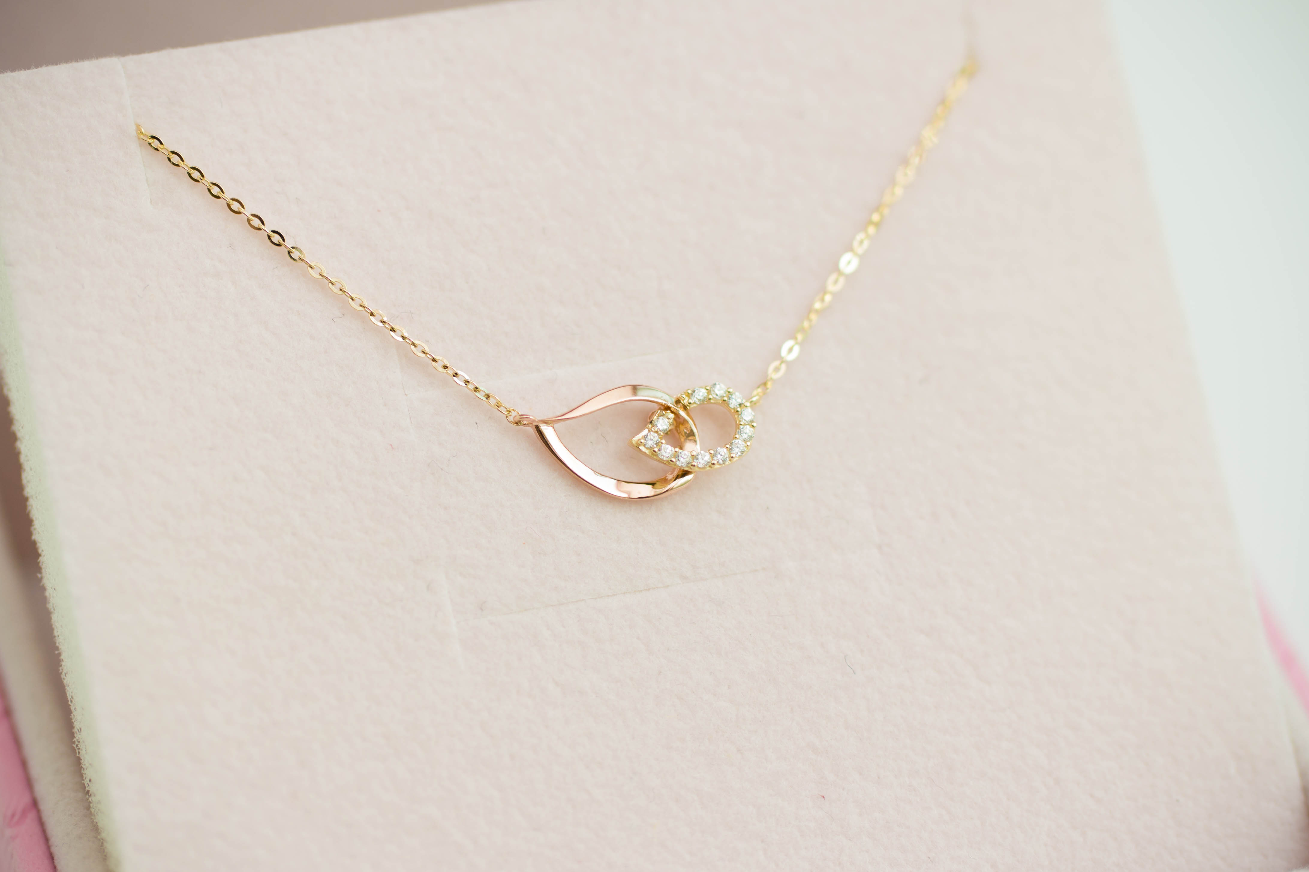 Berok water drop necklace 14k 14k cubic 14k one-pi