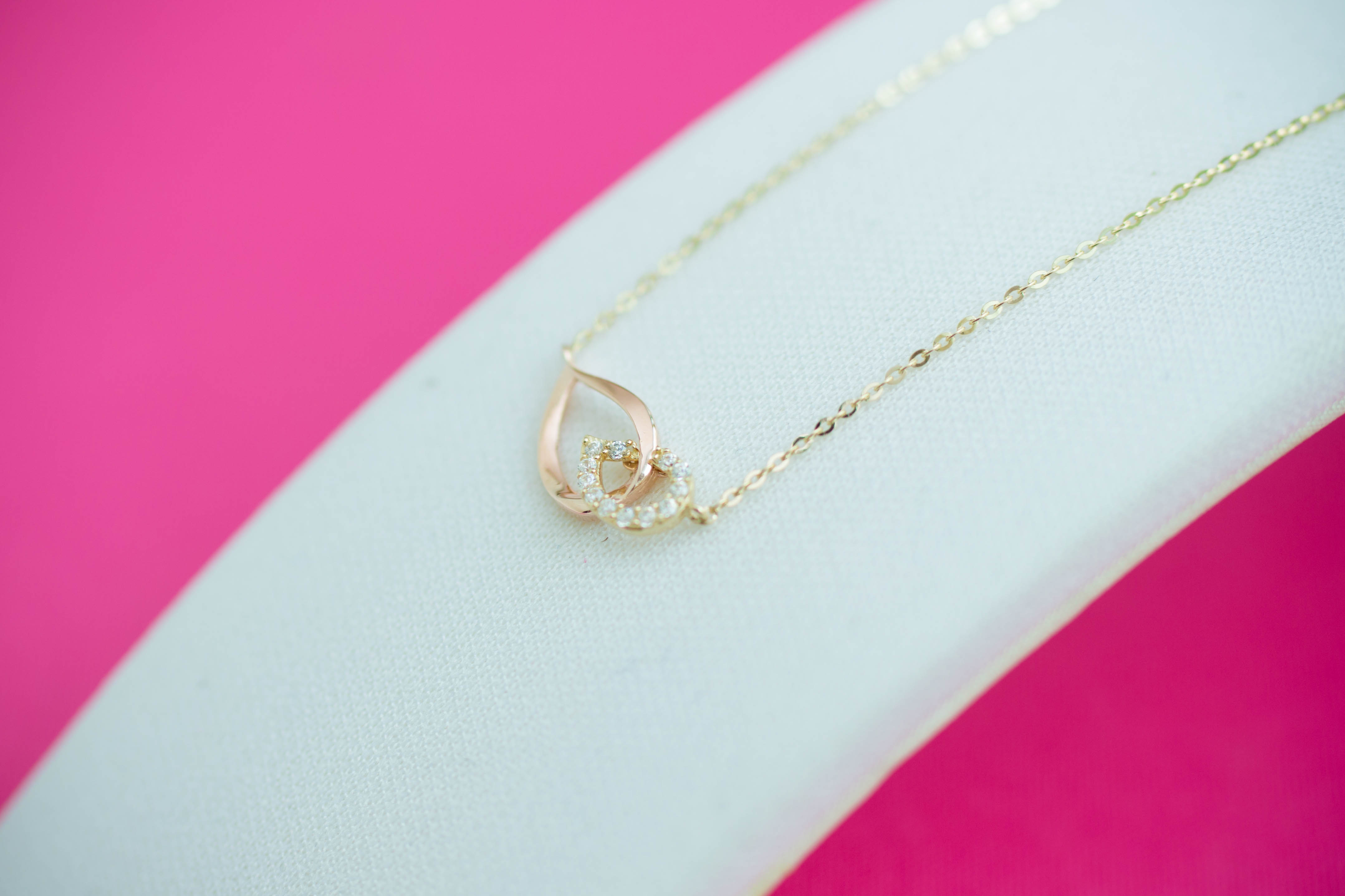 Berok water drop necklace 14k 14k cubic 14k one-pi