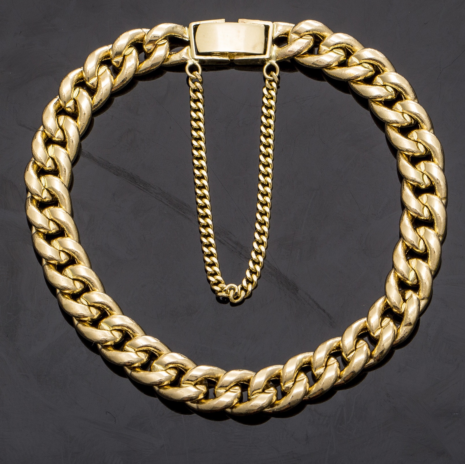 14k 18k 할로우 커브 그랑데 체인 금 팔찌