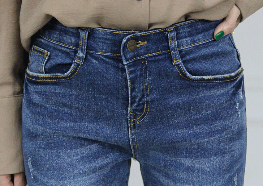 Women Jeans Pants Bending Color Boots Cut Big Size