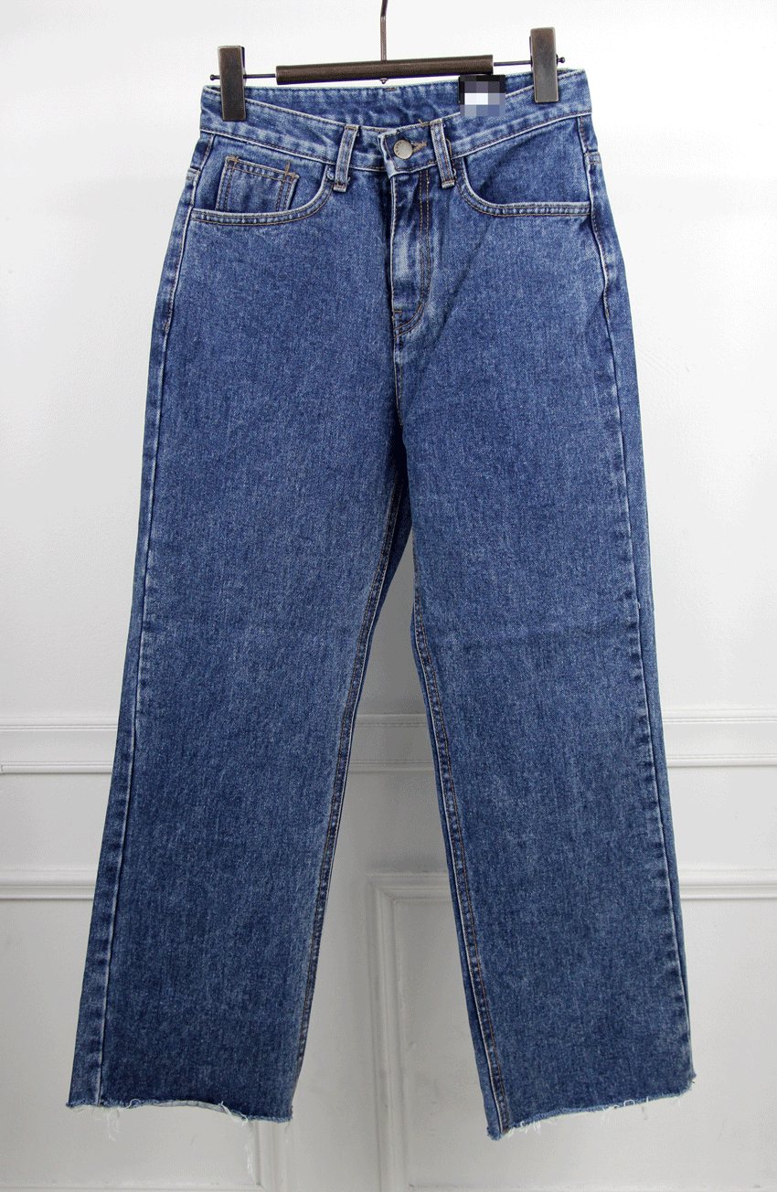 Korea Jeans Pants Hem Cut Pants Denim Wide Pants J