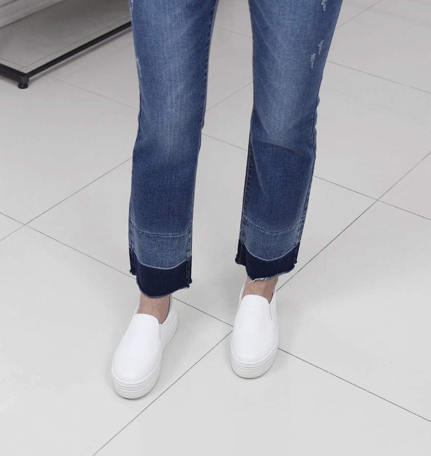 Women Jeans Pants Bending Color Boots Cut Big Size