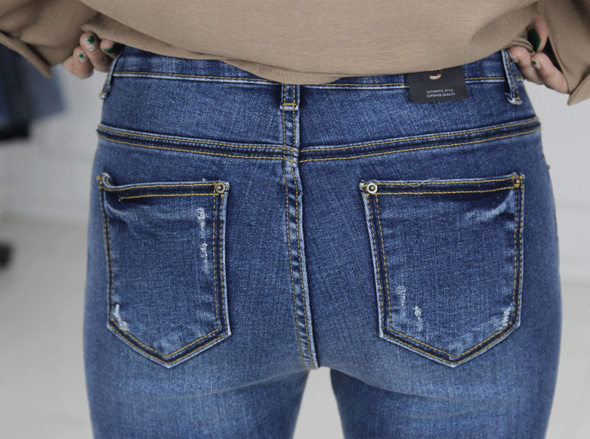 Women Jeans Pants Bending Color Boots Cut Big Size