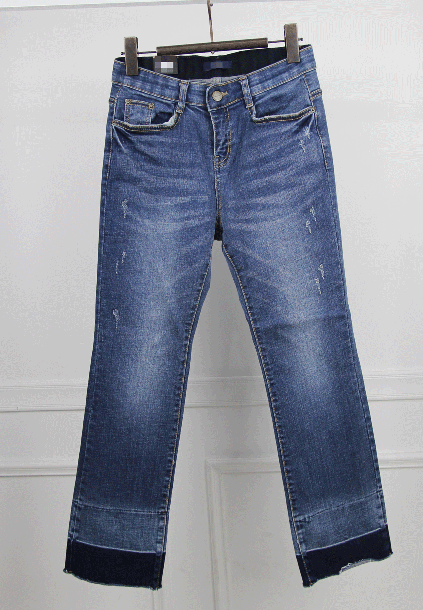 Women Jeans Pants Bending Color Boots Cut Big Size
