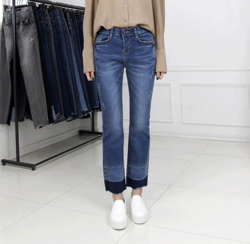 Women Jeans Pants Bending Color Boots Cut Big Size