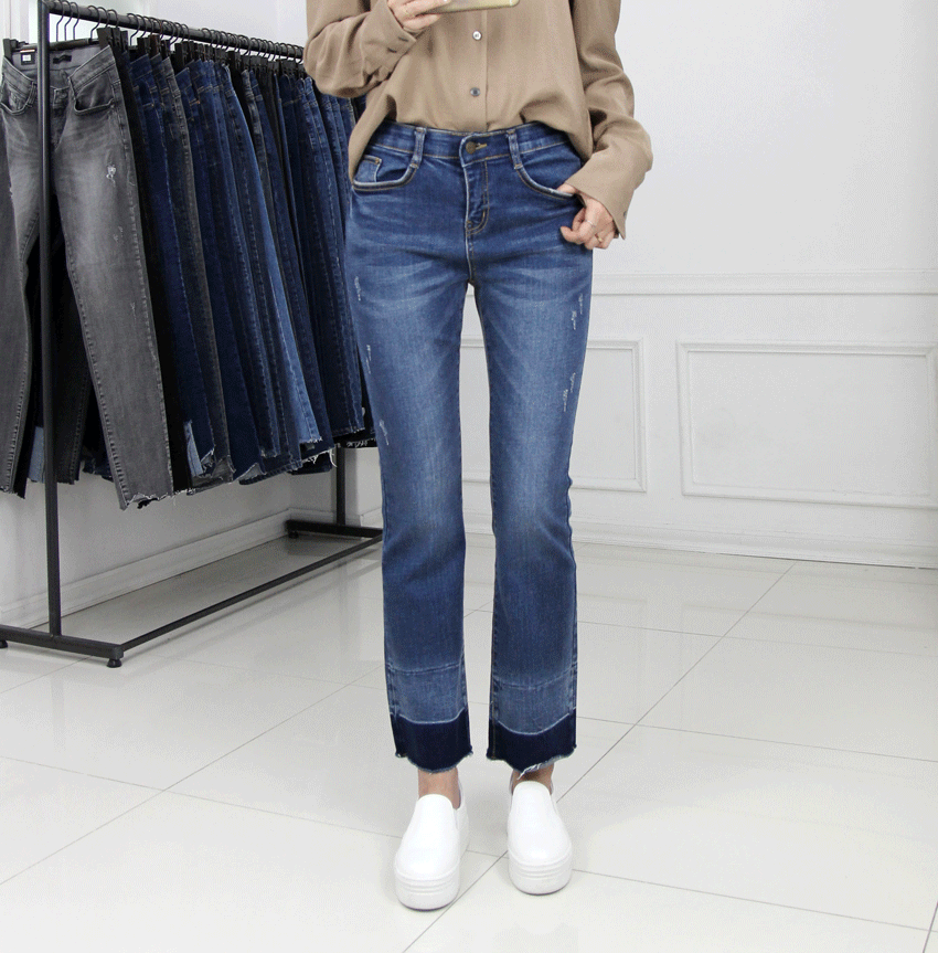 Women Jeans Pants Bending Color Boots Cut Big Size