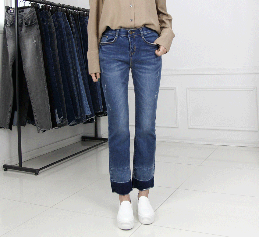 Women Jeans Pants Bending Color Boots Cut Big Size