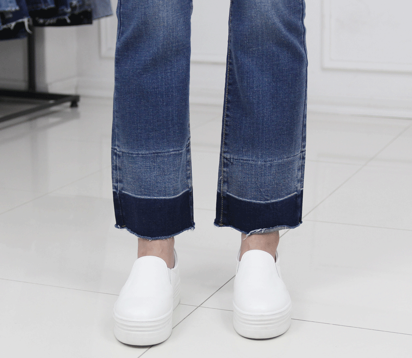 Women Jeans Pants Bending Color Boots Cut Big Size