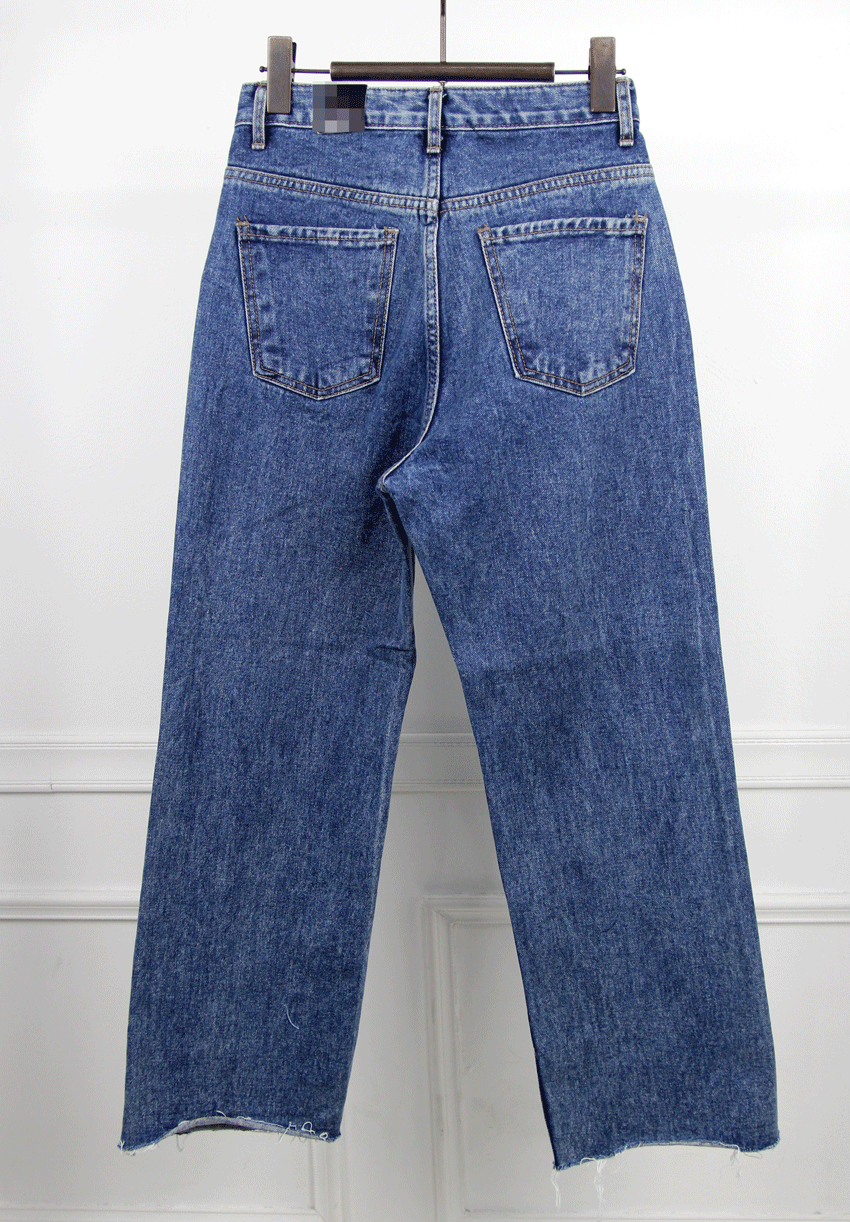 Korea Jeans Pants Hem Cut Pants Denim Wide Pants J