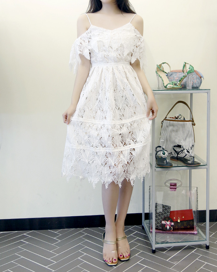 NEW FASHION LADY GIRL DRESS White lace summer dres