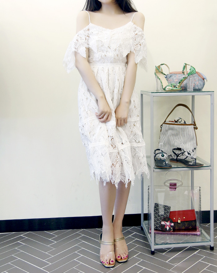 NEW FASHION LADY GIRL DRESS White lace summer dres