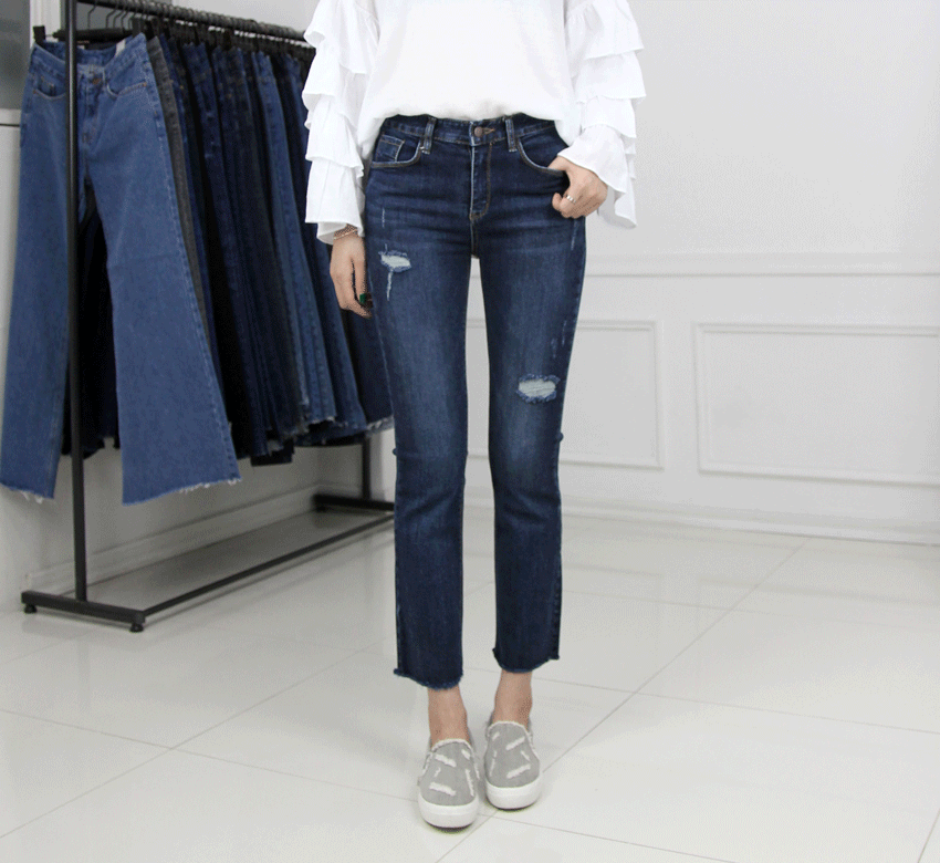 Women Jeans Pants 9 Piece Half Slim Boots Cut Jean