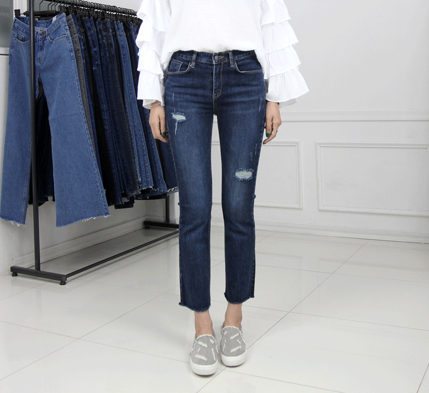 Women Jeans Pants 9 Piece Half Slim Boots Cut Jean