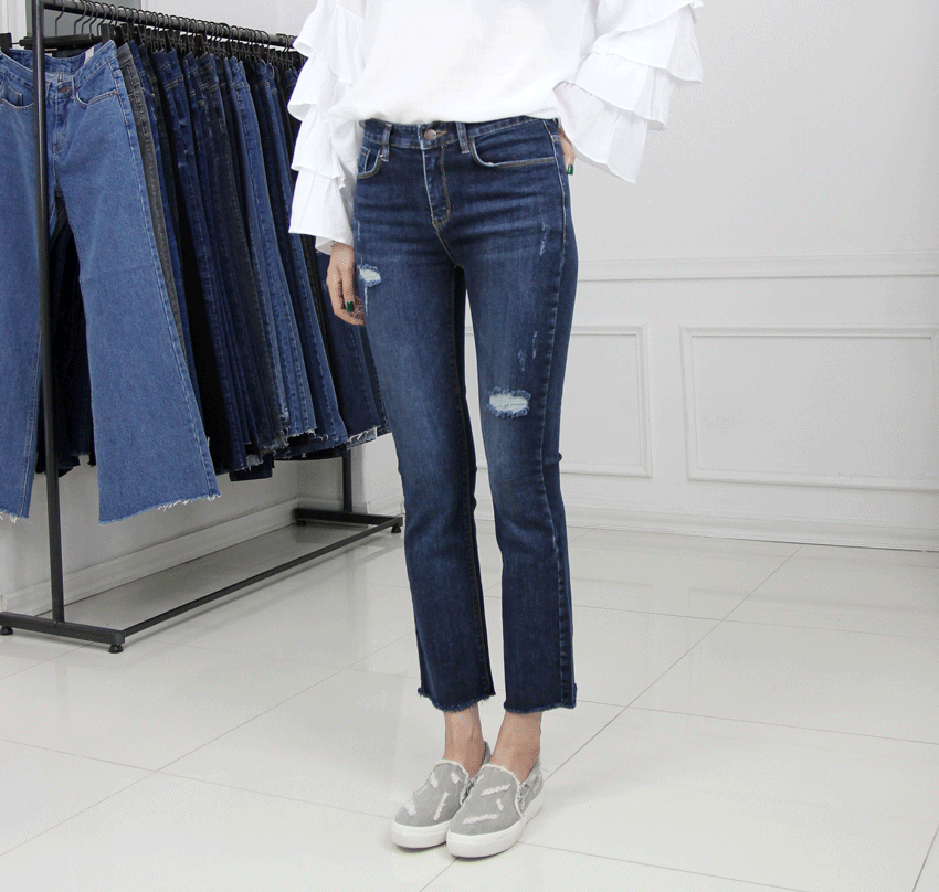 Women Jeans Pants 9 Piece Half Slim Boots Cut Jean