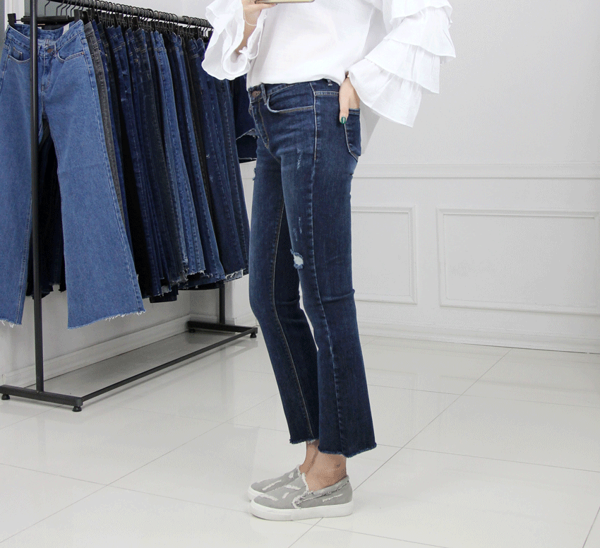 Women Jeans Pants 9 Piece Half Slim Boots Cut Jean