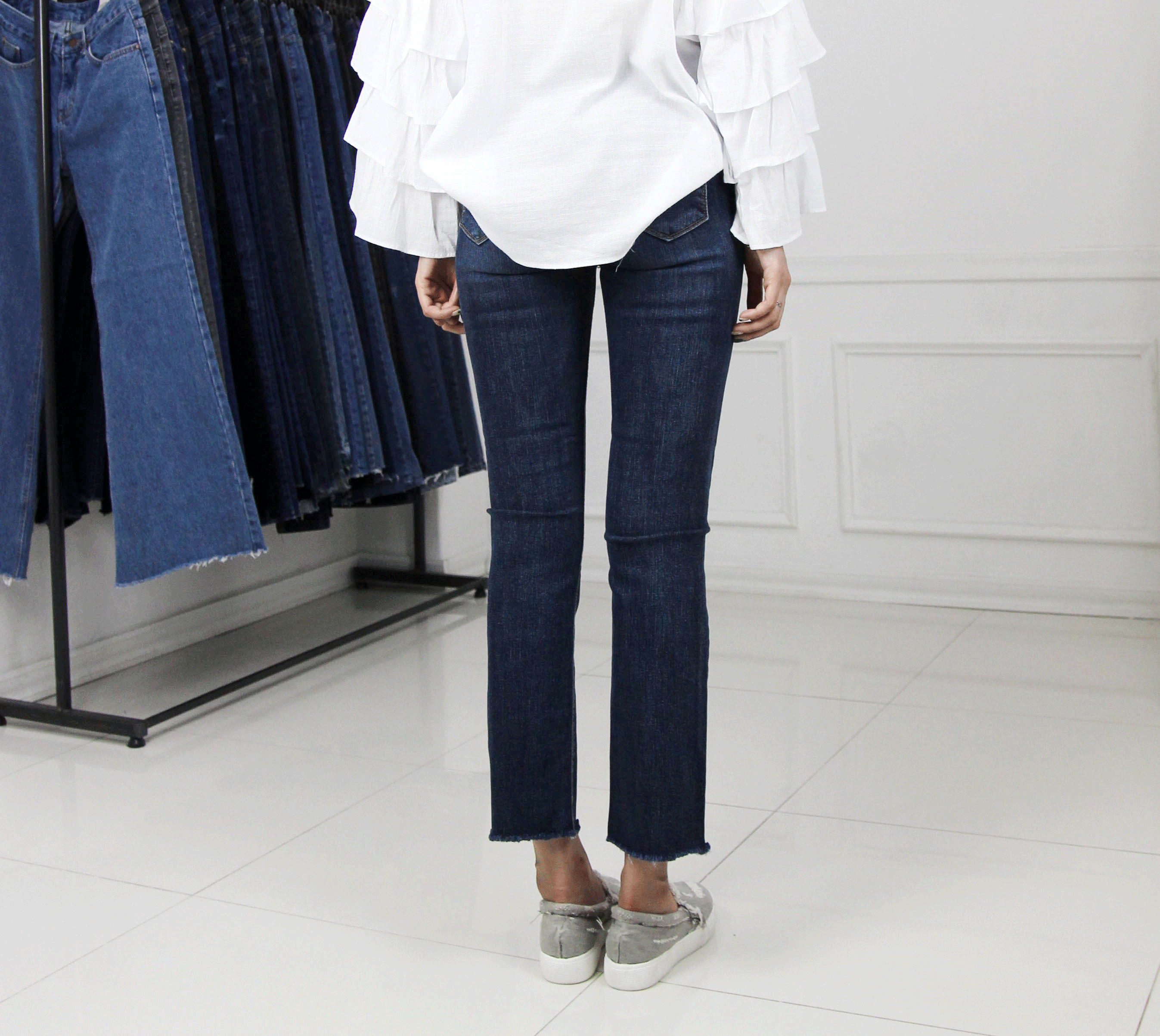 Women Jeans Pants 9 Piece Half Slim Boots Cut Jean