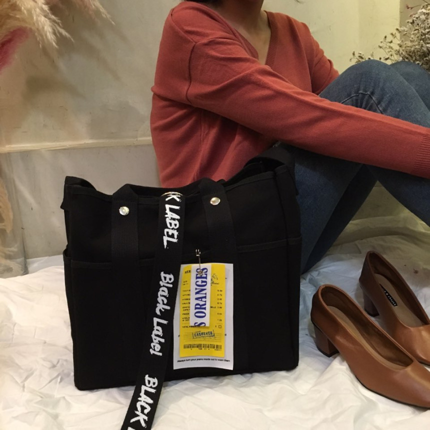 New Women's Bags Black Label Canvas Tote 3color